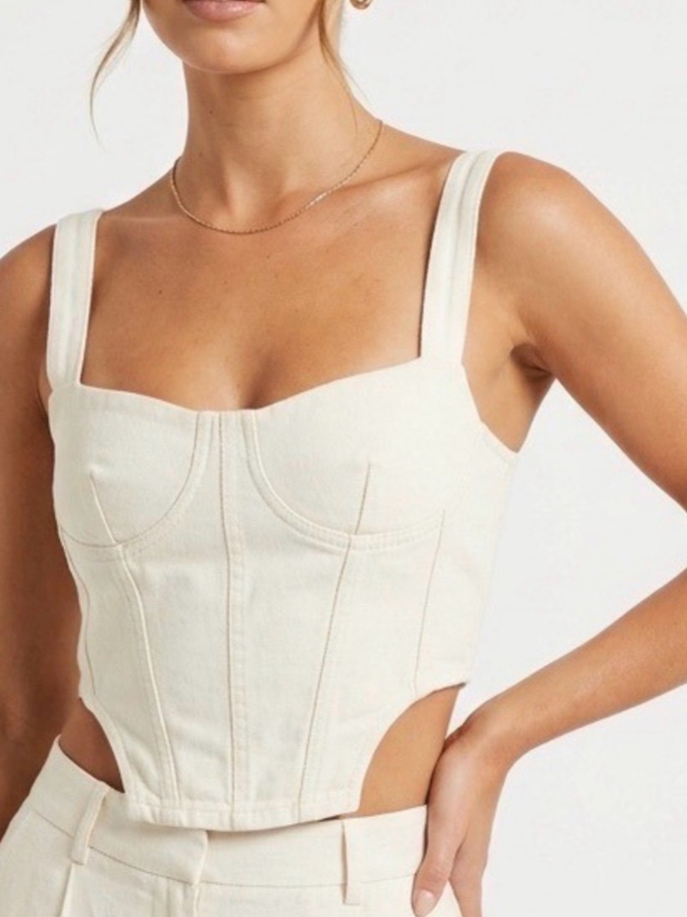 Zara denim corset style top EUC